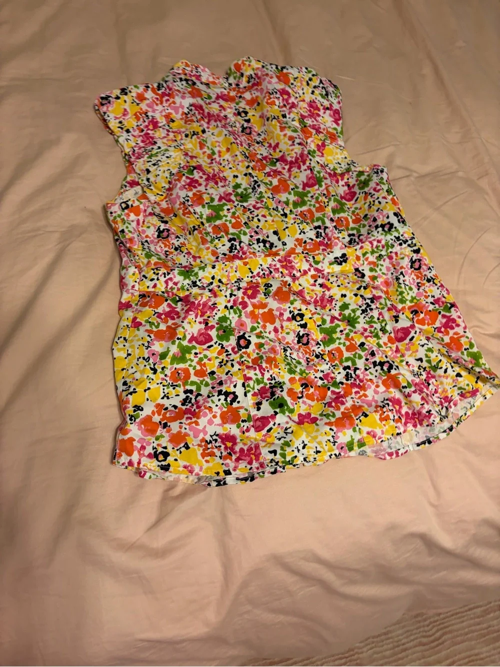 Sleeveless Floral Button-Front Top - Bright Multicolor